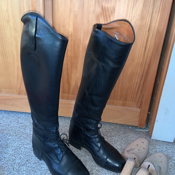 VOGEL pull on field boots custom but equivalent to 7 regular calf BLACK LEATHER - Picture 5 of 9